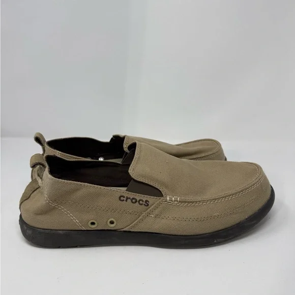 CROCS Men's Beige Slip-On Loafers Sz 12 (WAFGES) - Picture 1 of 8